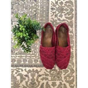 Toms Fuchsia dip-dyed Alpargata crocheted flats